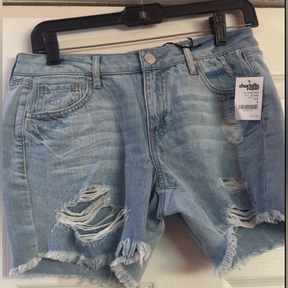 Charlotte Russe Faded Blue Ripped Jean Shorts